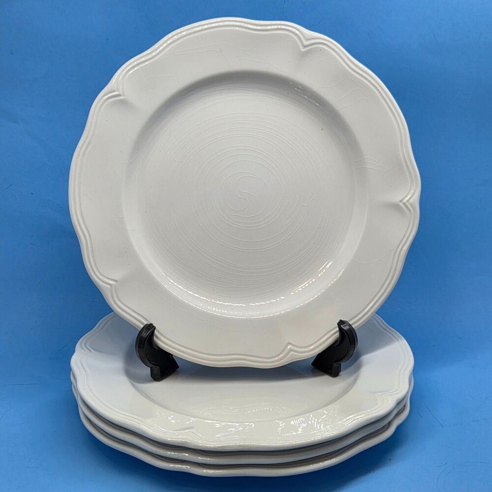 4 Federalist Ironstone White 10 5/8” Dinner Plates 4238 Made in Japan Read